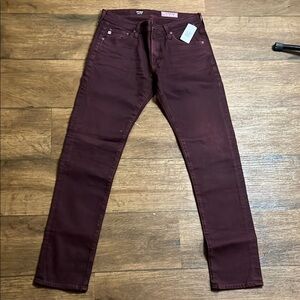 Mens Ag Adriano Goldschmied burgundy jeans size 31